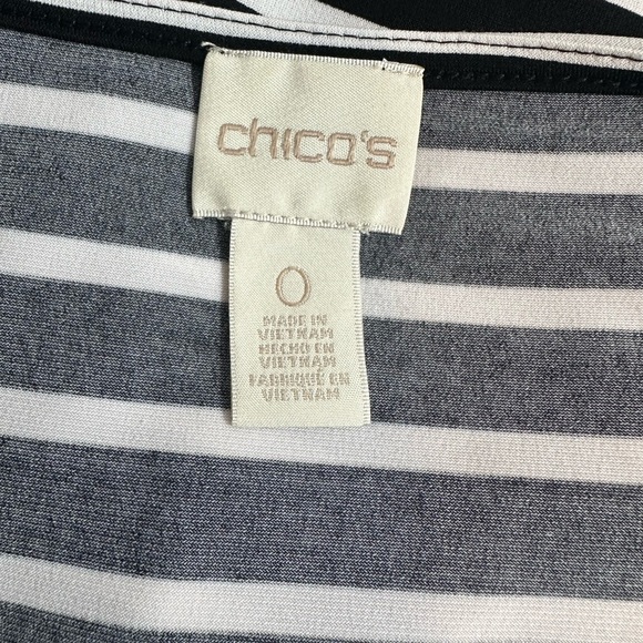 Chicos Women's Black & White Stripe Dress Long Sleeve Sz 0/ Small 3/4 Sleeve - Picture 7 of 10